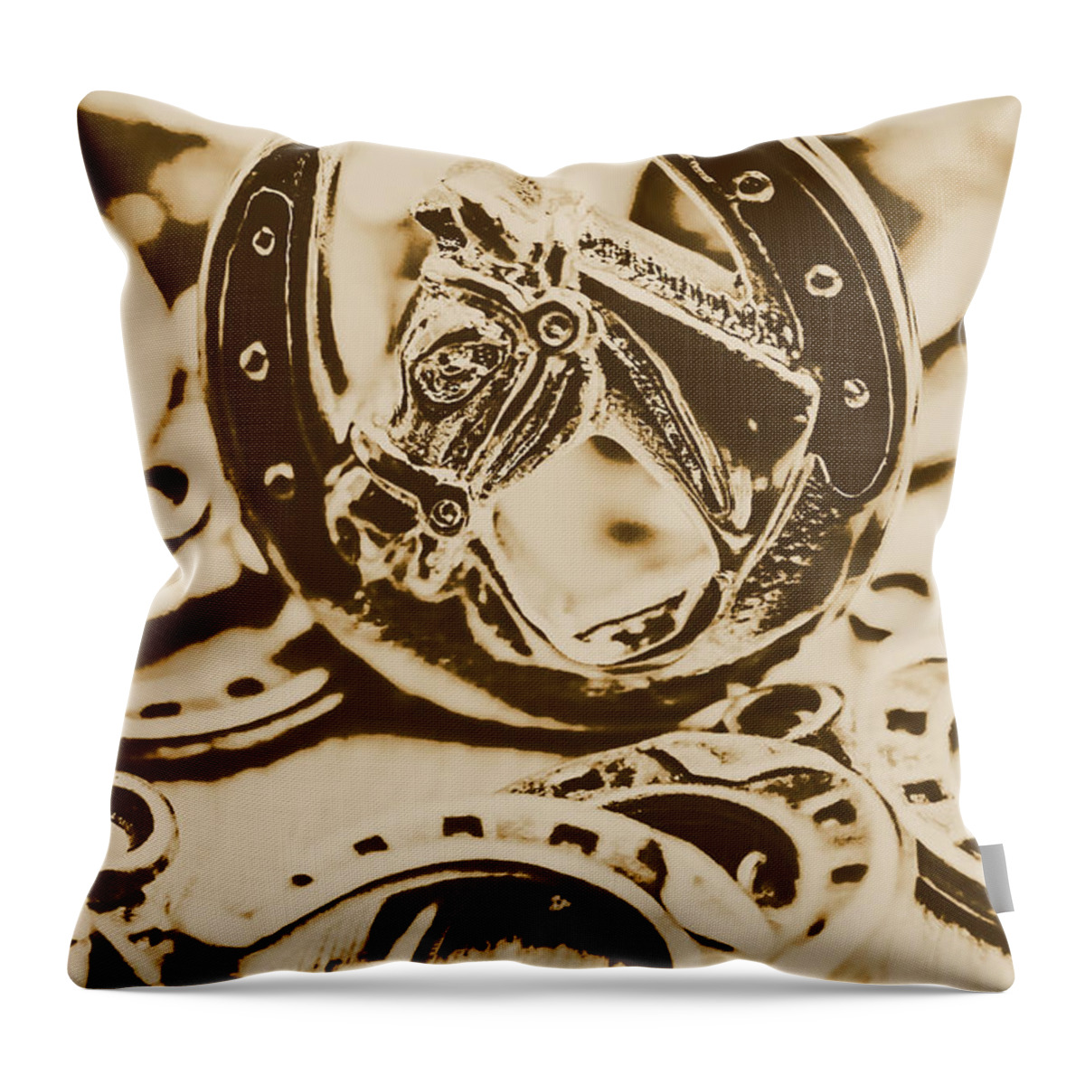 Vintage Throw Pillow featuring the photograph Lucky cowboys charm by Jorgo Photography