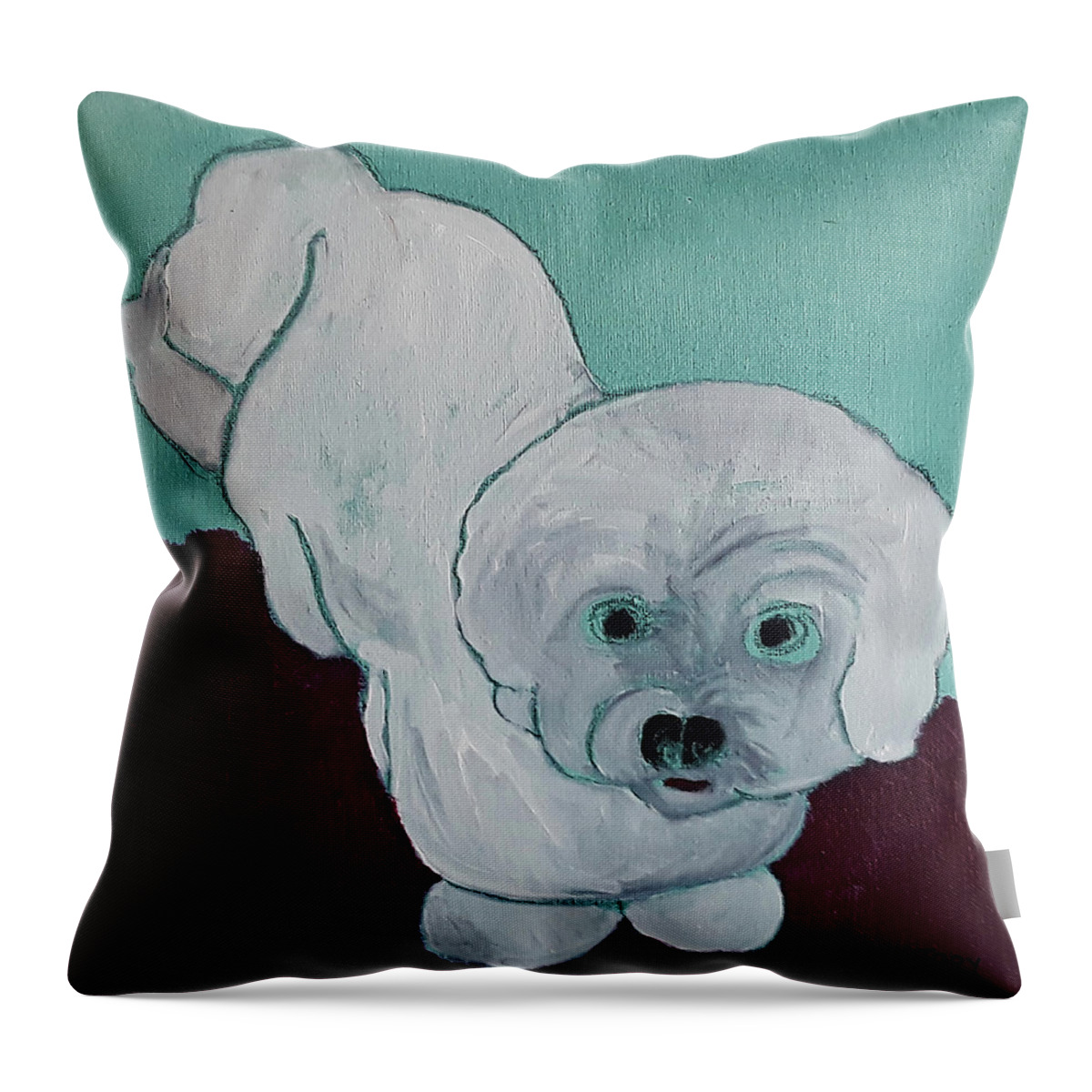 Pets Throw Pillow featuring the painting Lucky by Gabby Tary