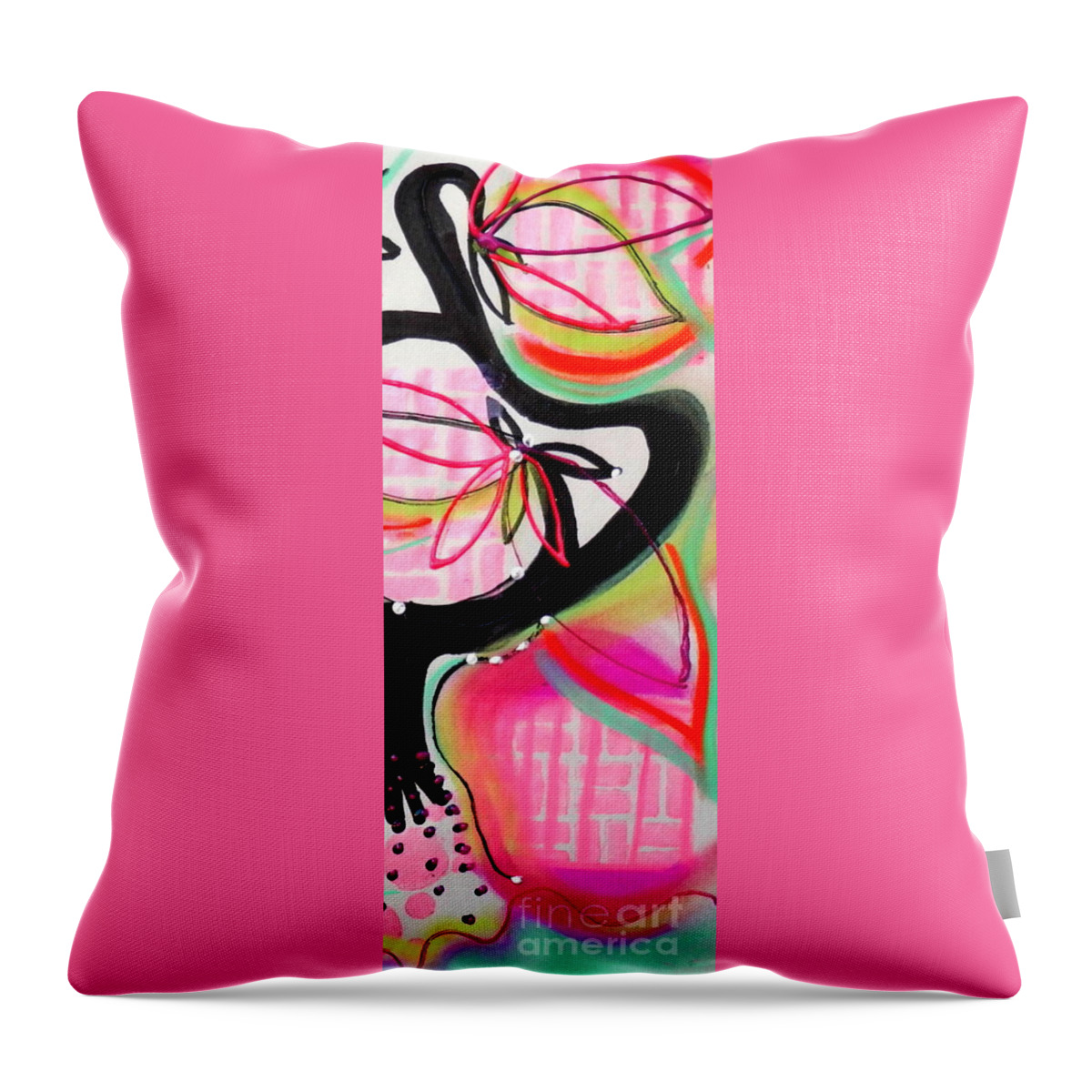 Contemporary Throw Pillow featuring the mixed media Lulu and pink by Barbara Leigh Art