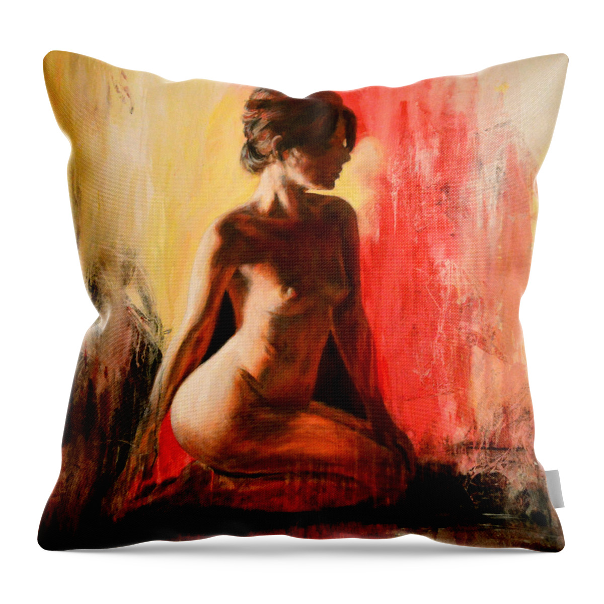 Nudes Throw Pillow featuring the painting Luminoso by Escha Van den bogerd