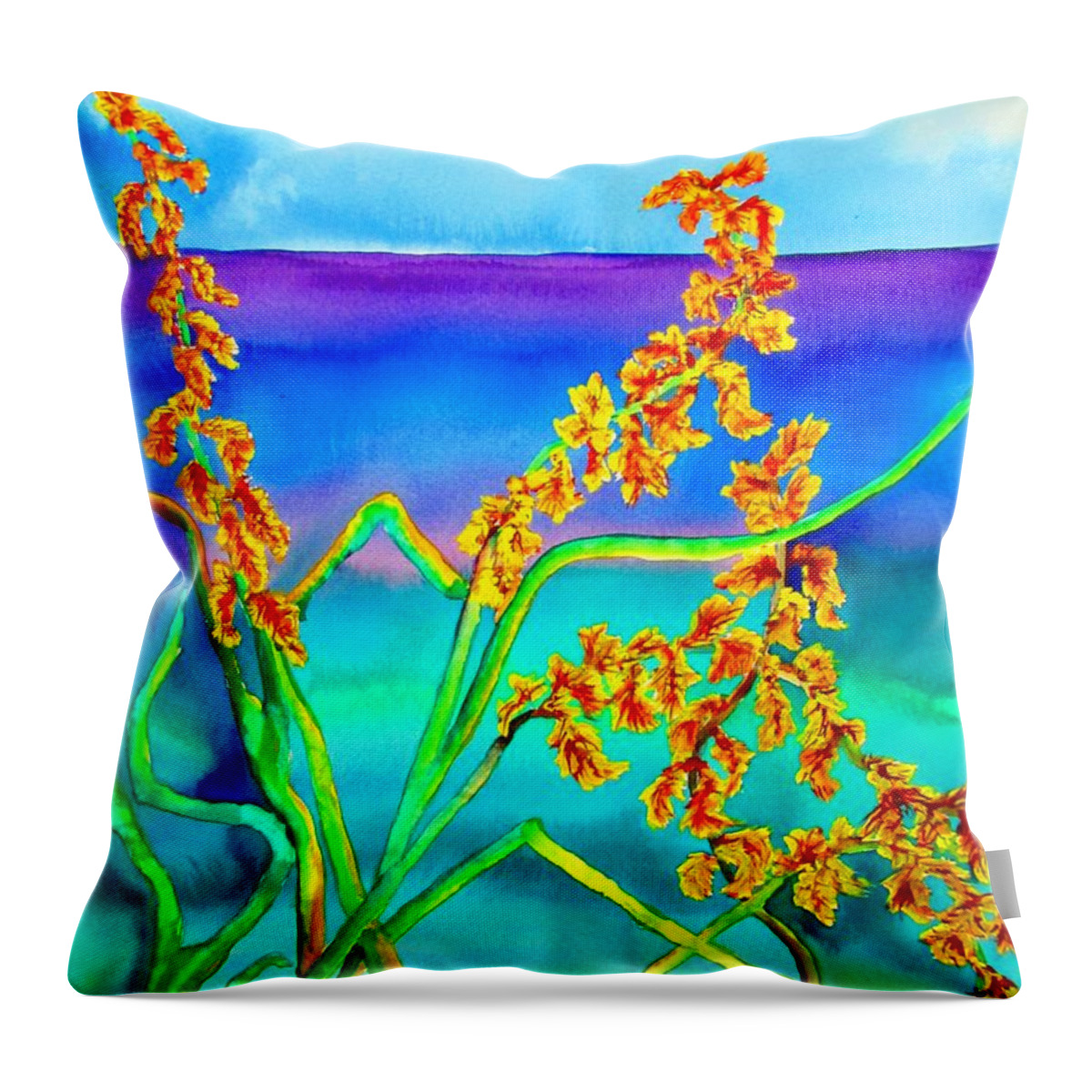 Lil Taylor Throw Pillow featuring the painting Luminous Oats by Lil Taylor