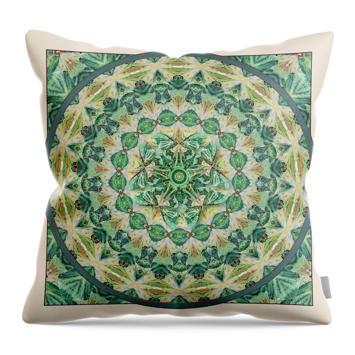 Art Throw Pillow featuring the digital art Luna Meditation Mandala by Deborah Smith