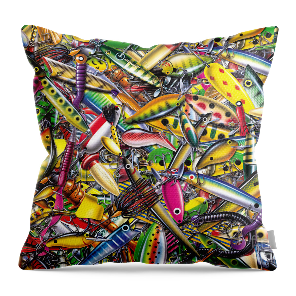 Jon Q Wright Throw Pillow featuring the painting Lure Collage by JQ Licensing