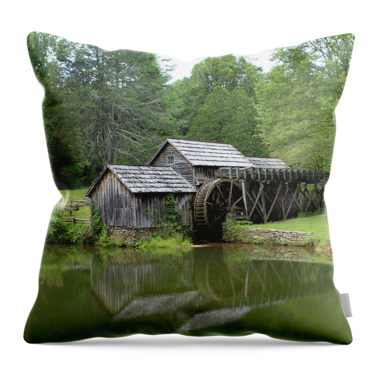 Mill Throw Pillow featuring the photograph Mabry Mill, VA by Karen Ruhl