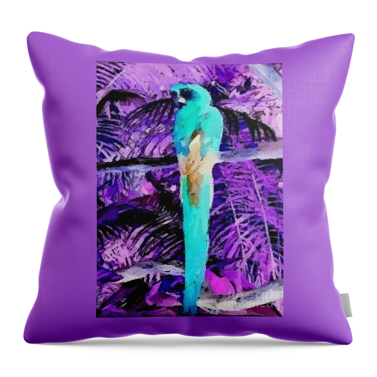Macaw Throw Pillow featuring the mixed media Macaw Fantasy by Writermore Arts