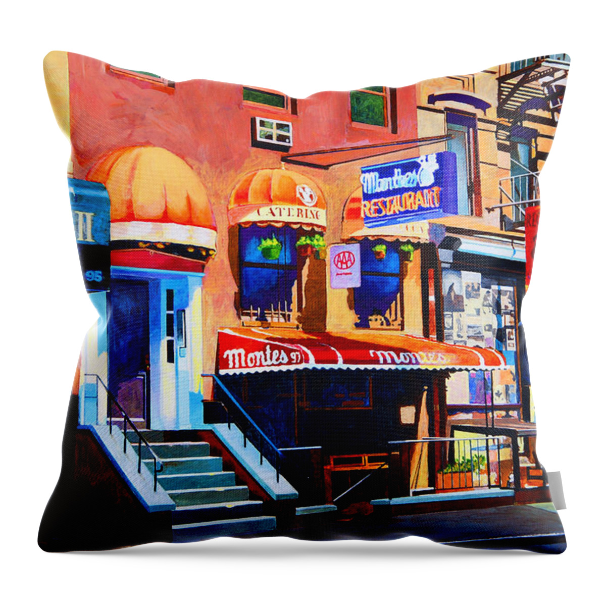 Macdougal Street Throw Pillow featuring the painting MacDougal Street by John Tartaglione