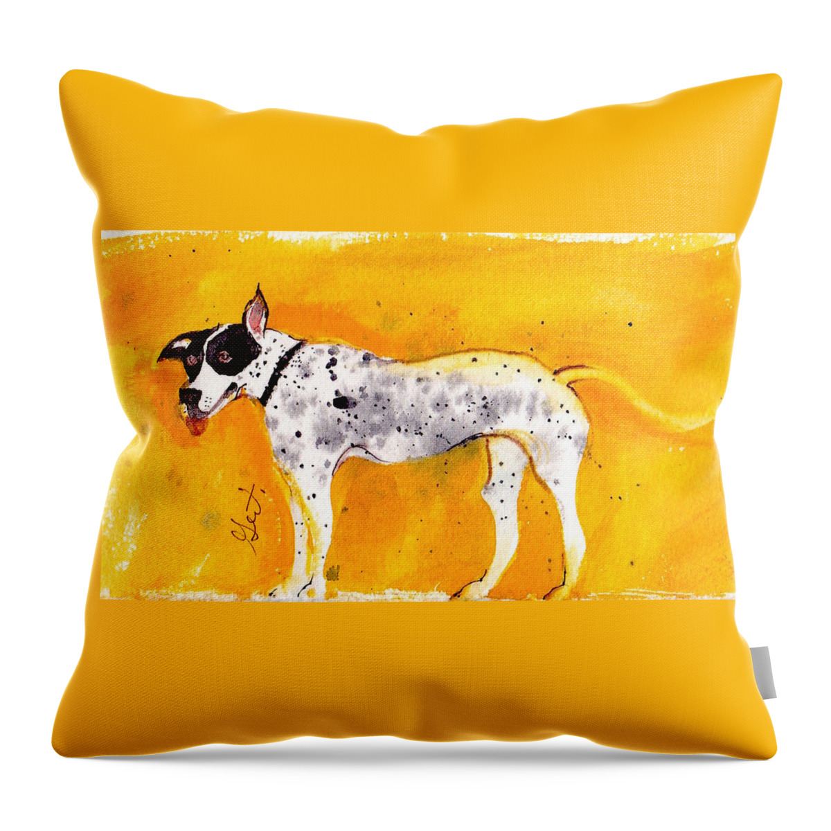 Dog Throw Pillow featuring the painting Mack the Pit/Dalmatian by Gertrude Palmer