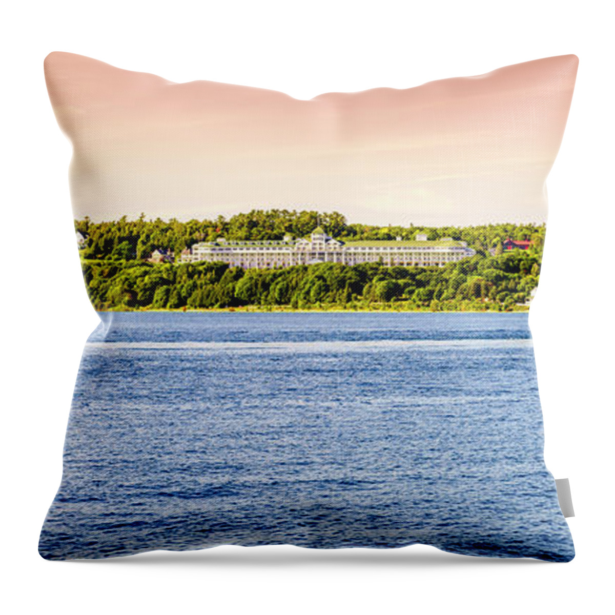 America Throw Pillow featuring the photograph Mackinac Island Grand Hotel by Alexey Stiop