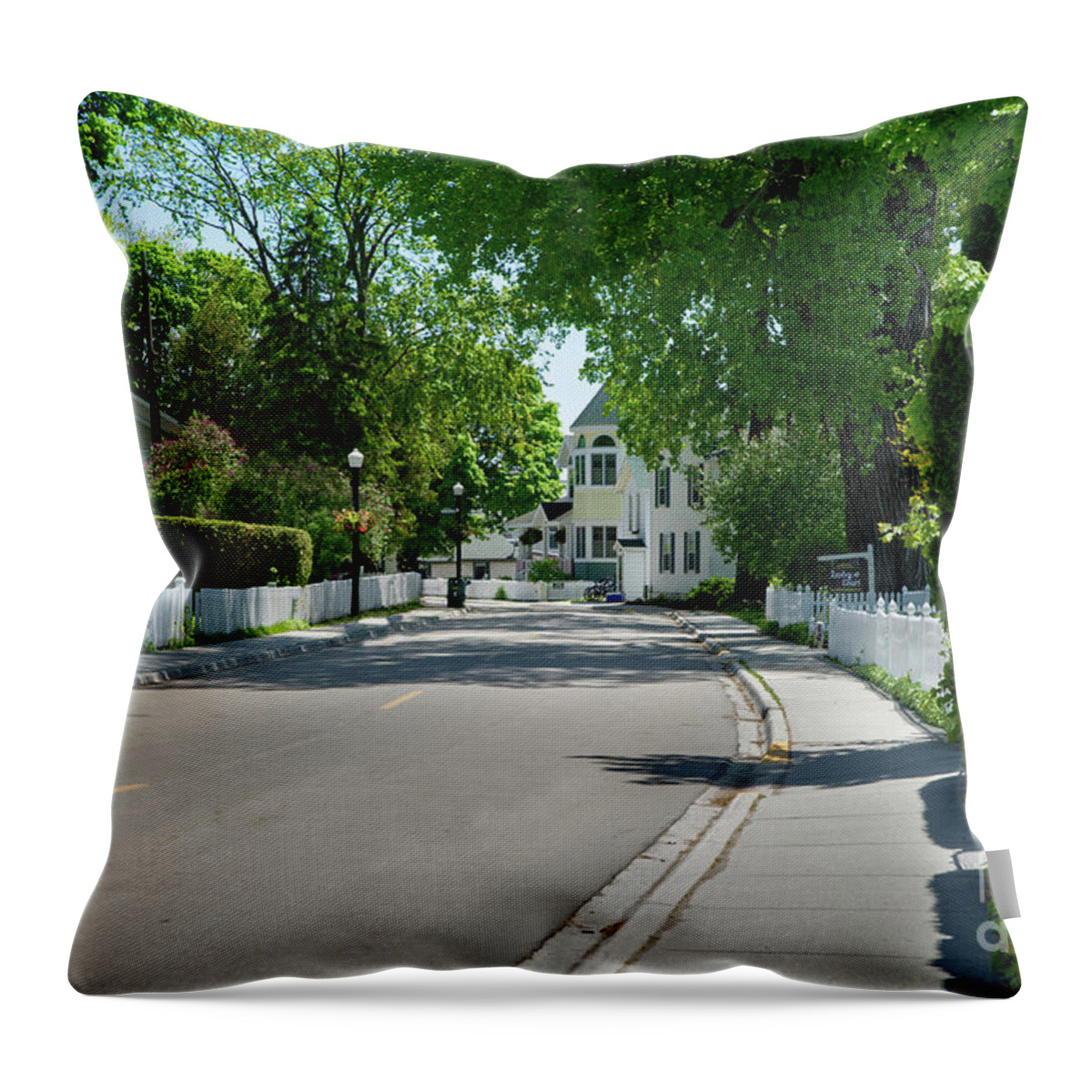 Michigan Throw Pillow featuring the photograph Mackinac Island Street by Ed Taylor