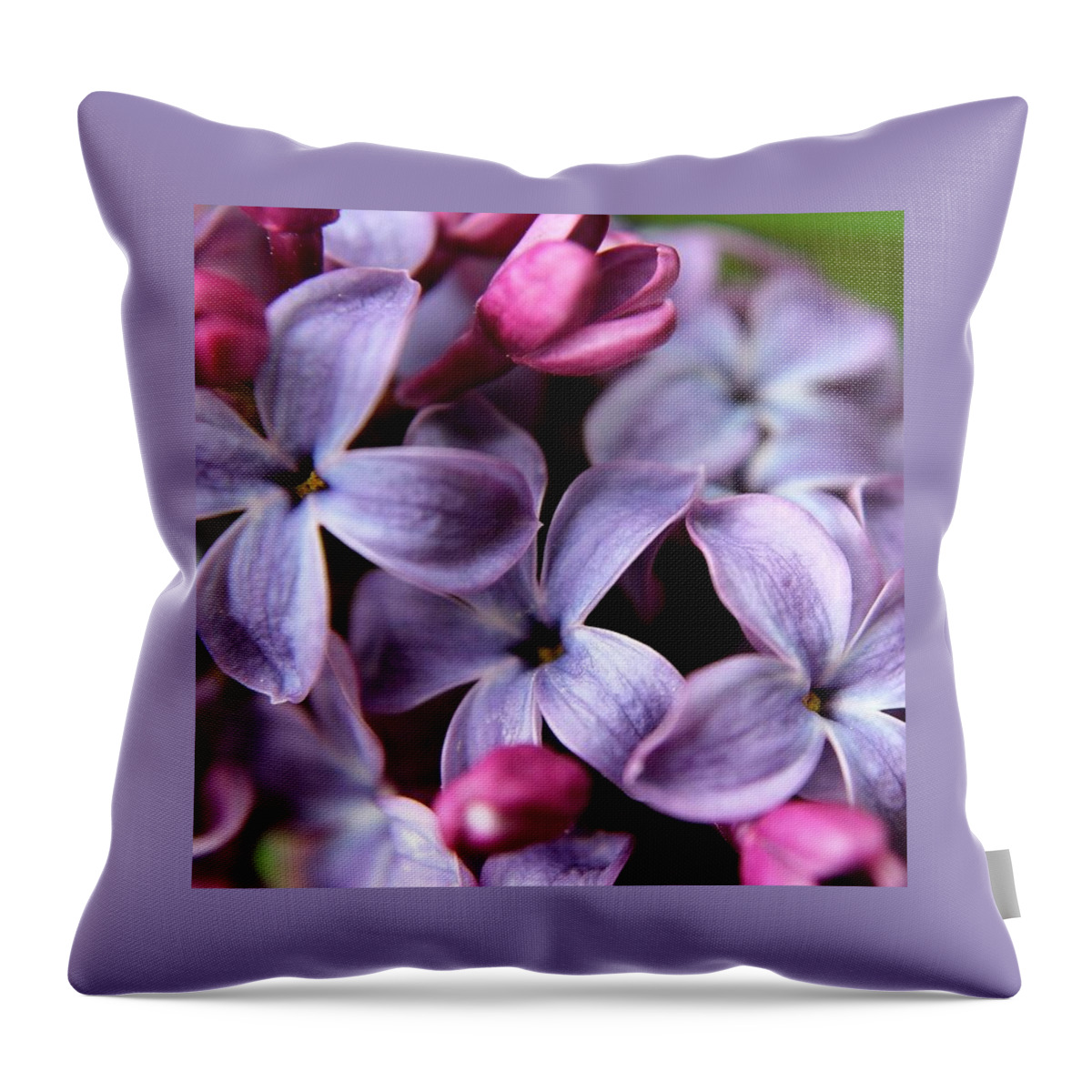 Macro Throw Pillow featuring the photograph Macro Lilac by Justin Connor