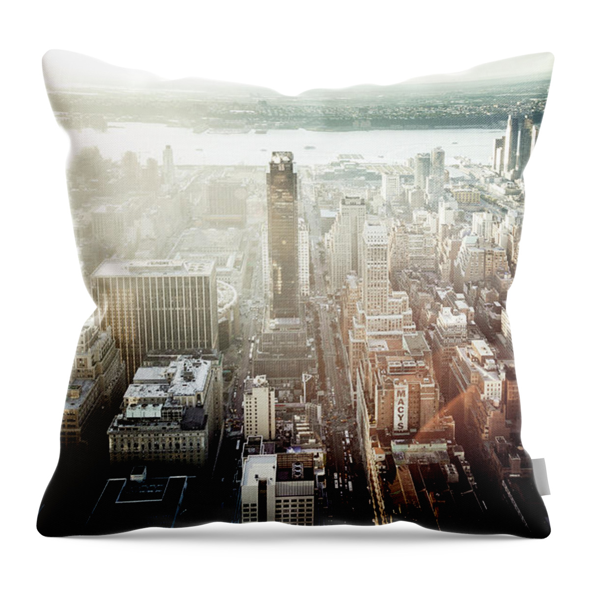 Macy's Throw Pillow featuring the photograph Sunset At Macy's by RicharD Murphy