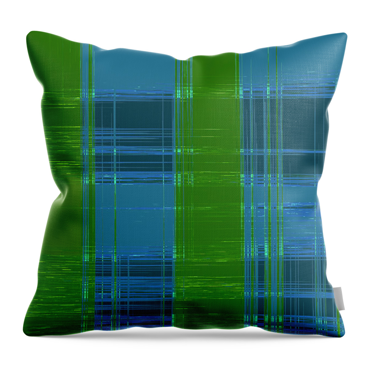 Blue Green Plaid Throw Pillow featuring the digital art Mad Men Plaid by Gina Harrison