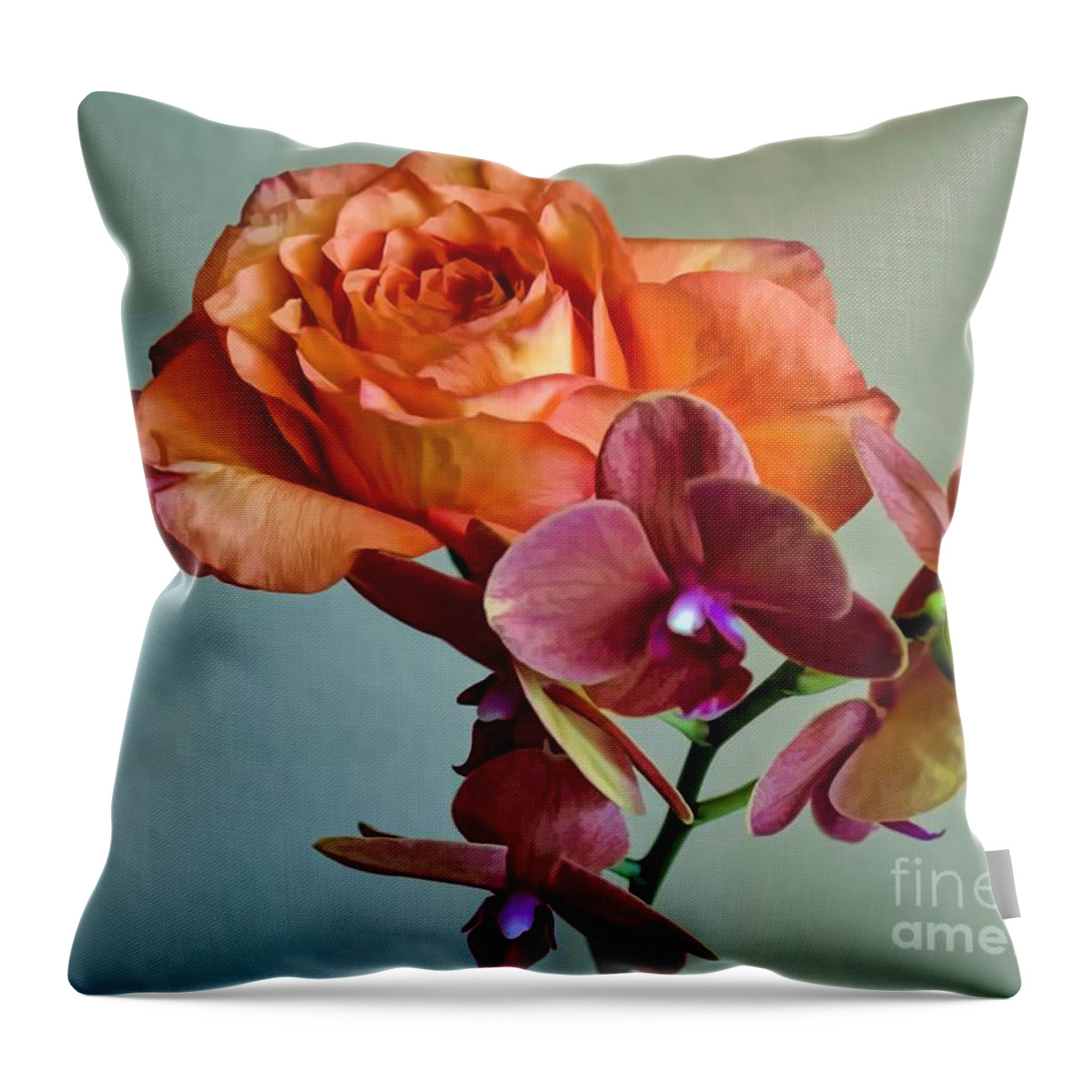Diana Throw Pillow featuring the photograph Madame A. Meilland and Companion by Diana Mary Sharpton