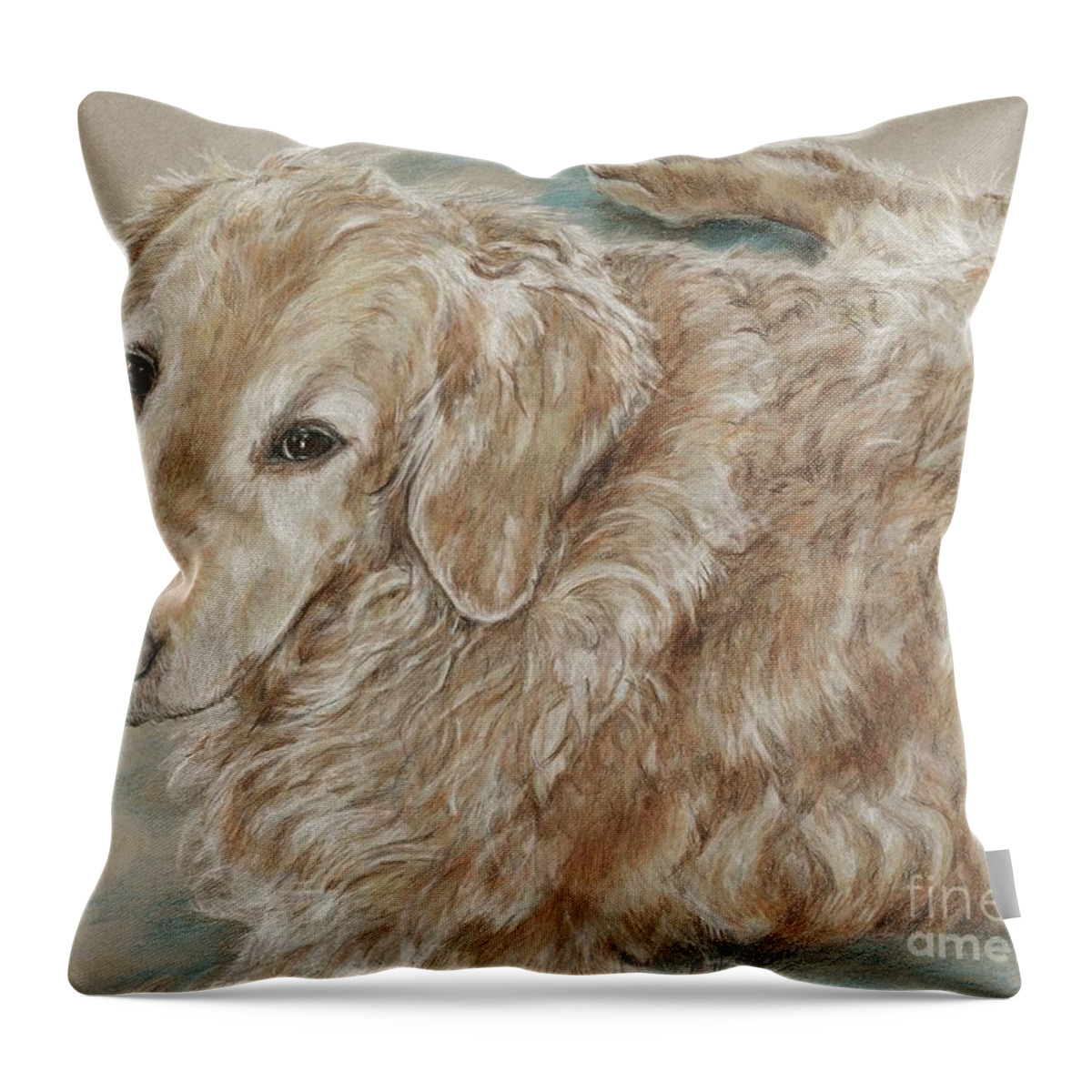 Dog Throw Pillow featuring the drawing Maddie by Meagan Visser