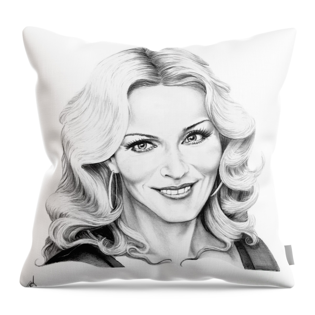 Drawing Throw Pillow featuring the drawing Madonna by Murphy Elliott