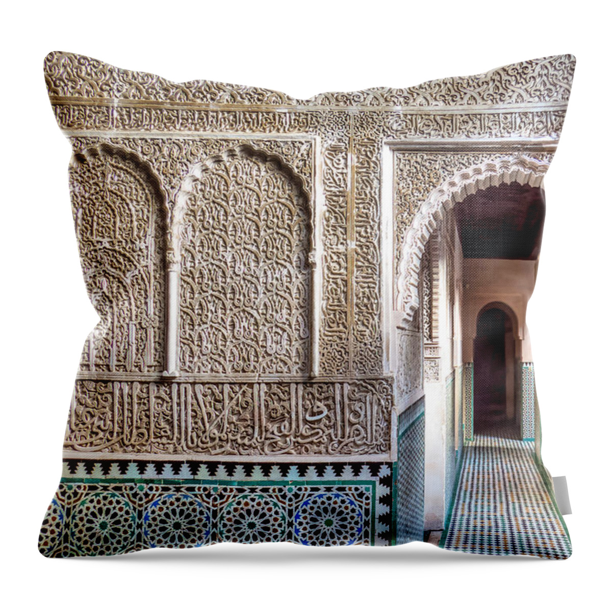 Fes Throw Pillow featuring the photograph Madrasa Bou Inania by Claudio Maioli