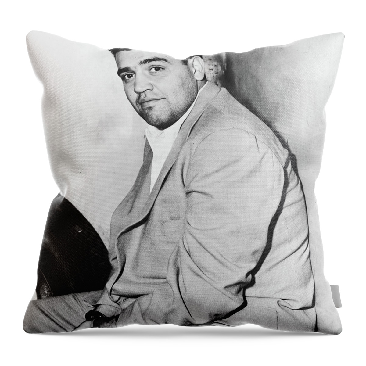 Vincent Gigante Throw Pillow featuring the photograph Mafioso Vincent Gigante 1956 by Mountain Dreams