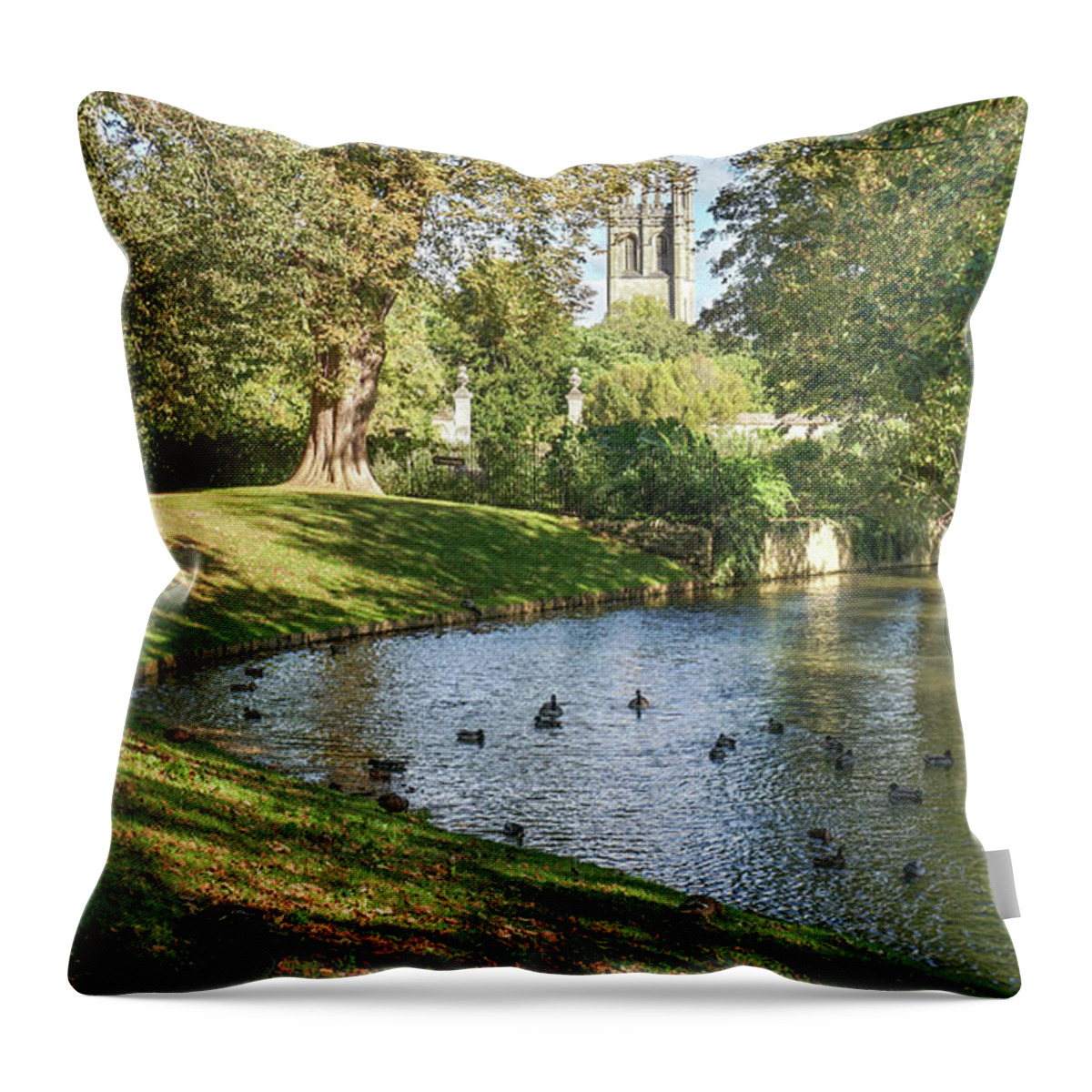 Oxford England Throw Pillow featuring the photograph Magdalen from the River Cherwell by Joe Winkler