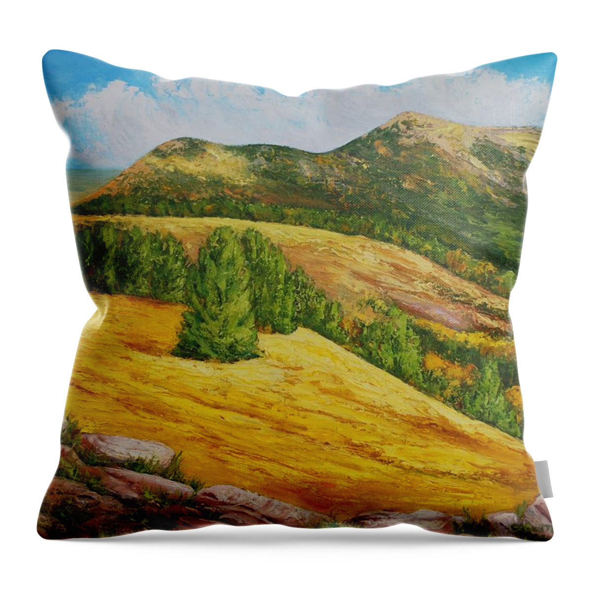 Landscape Throw Pillow featuring the painting Magdalena Ridge by Celeste Drewien
