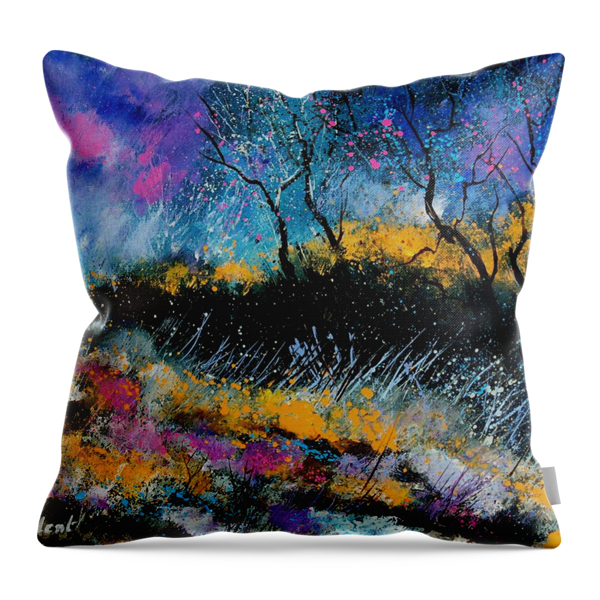 Landscape Throw Pillow featuring the painting Magic Morning Light by Pol Ledent
