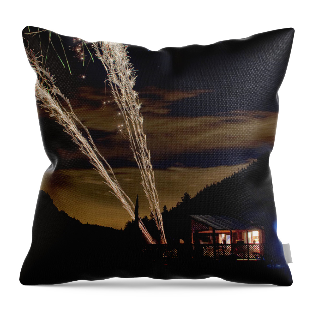 Fireworks Throw Pillow featuring the photograph Magic Mountain by James BO Insogna