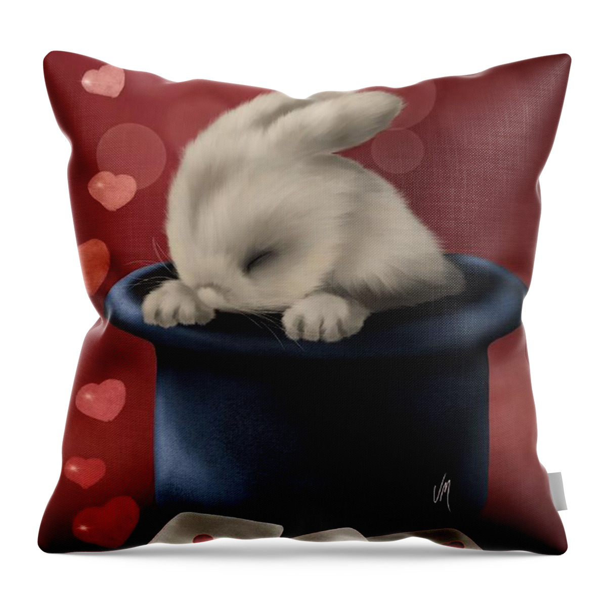 Magical Bunny Throw Pillow featuring the painting Magical bunny by Veronica Minozzi