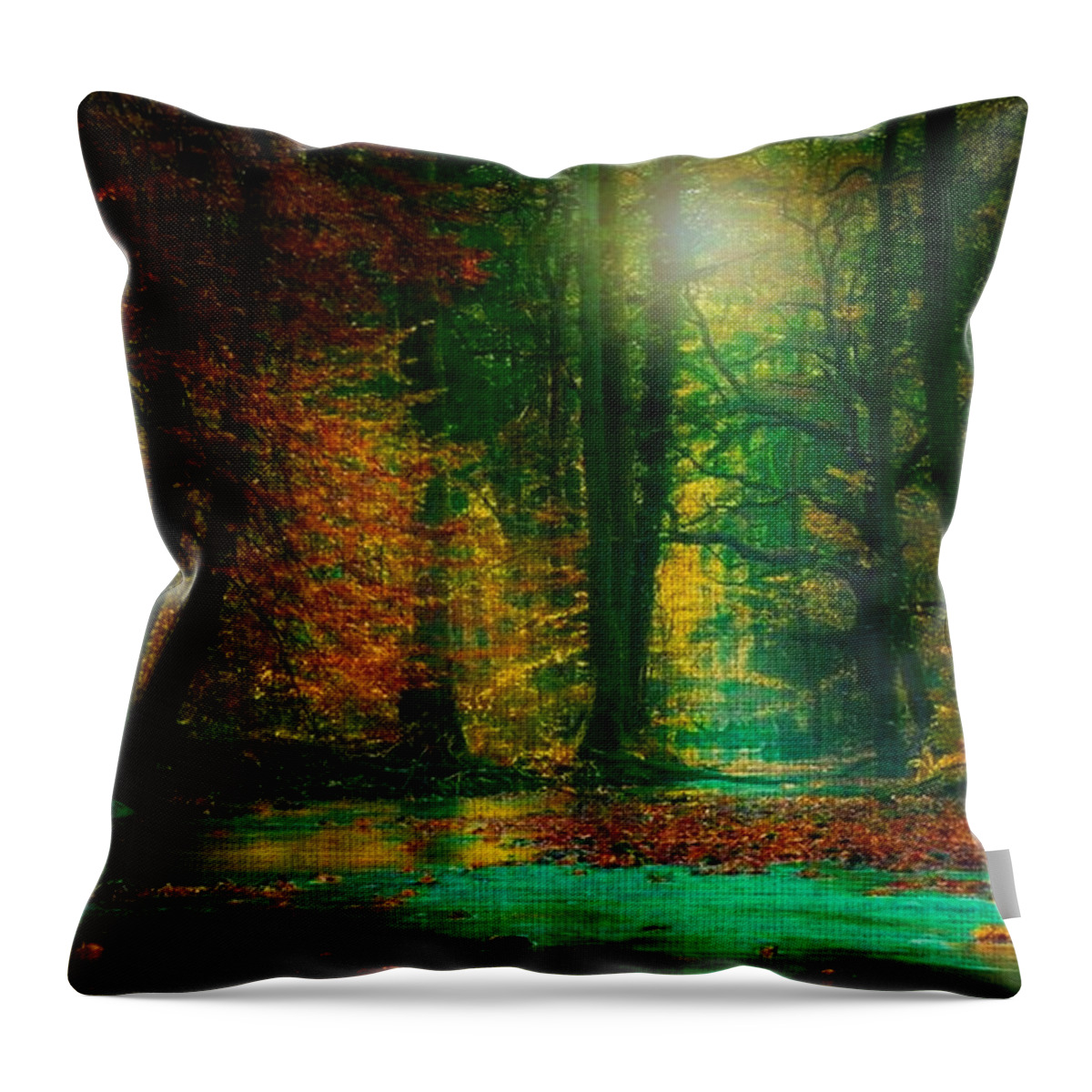 Magical Throw Pillow featuring the digital art Magical Forest by Digital Art Cafe