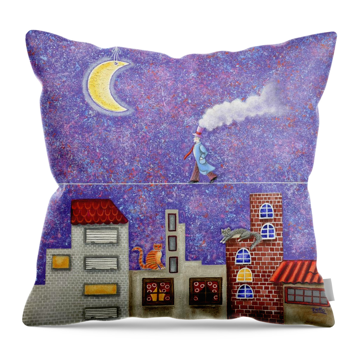 Night Throw Pillow featuring the painting Magical Night by Graciela Bello