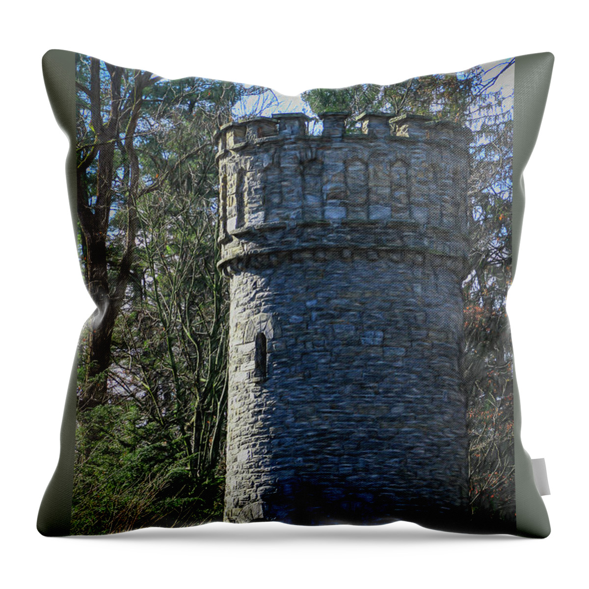 Stonework Throw Pillow featuring the digital art Magical Tower by Patrice Zinck