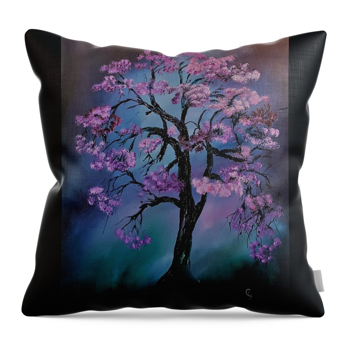 Tree Throw Pillow featuring the painting Magical Tree         66 by Cheryl Nancy Ann Gordon