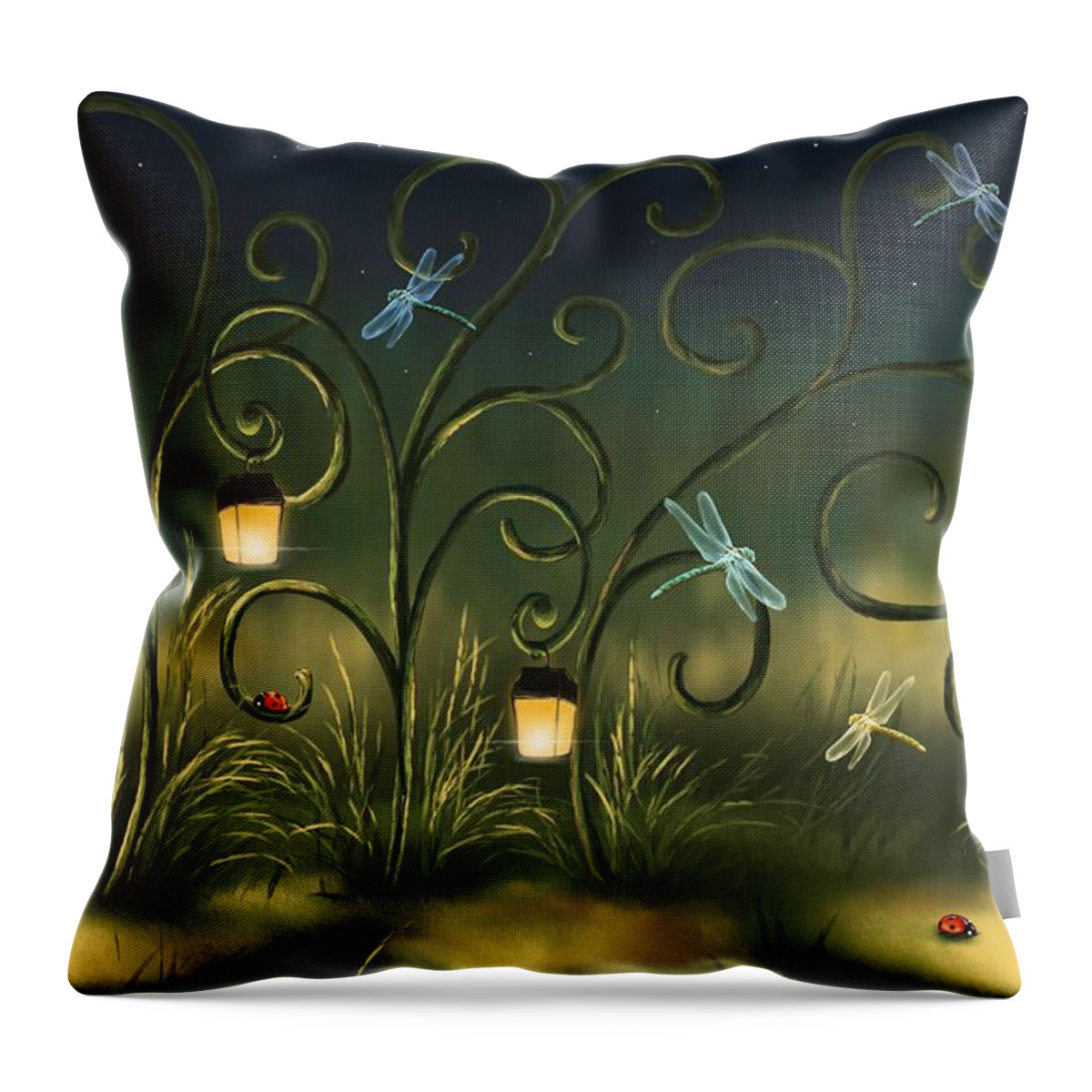 Village Throw Pillow featuring the painting Magical village by Veronica Minozzi