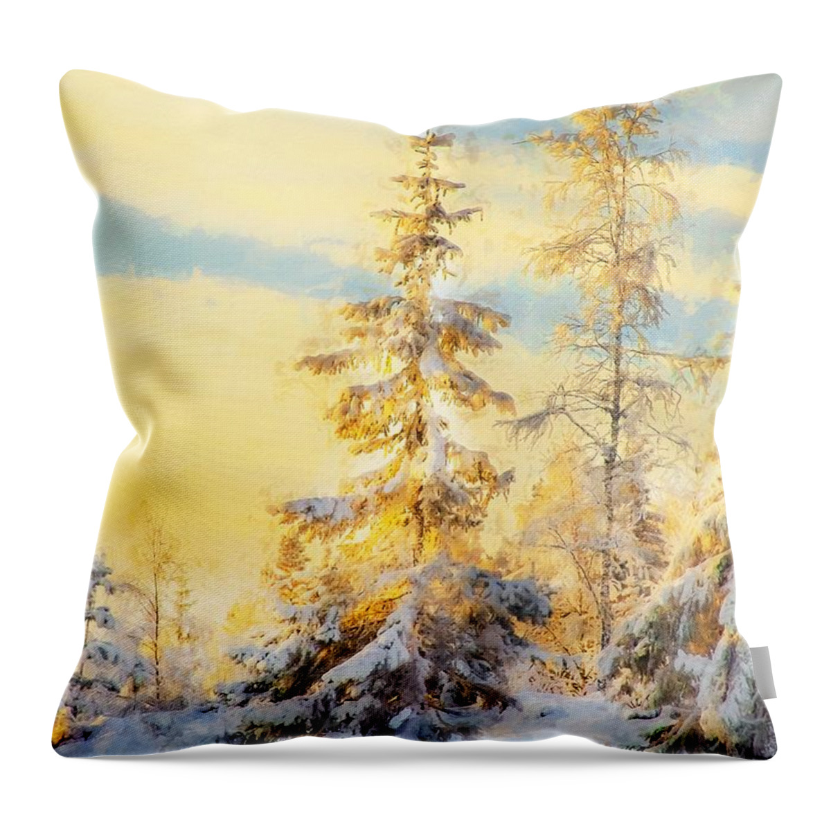 Magical Winter Landscape Throw Pillow featuring the photograph Magical winter landscape by Rose-Maries Pictures