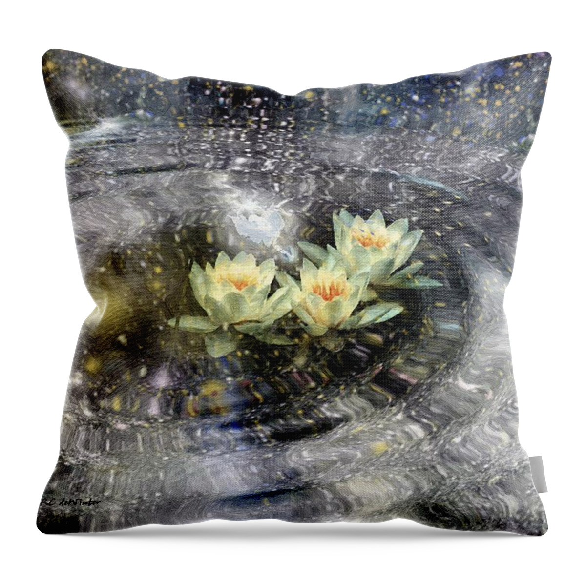 Landscape Throw Pillow featuring the painting Magick Ripples by RC DeWinter