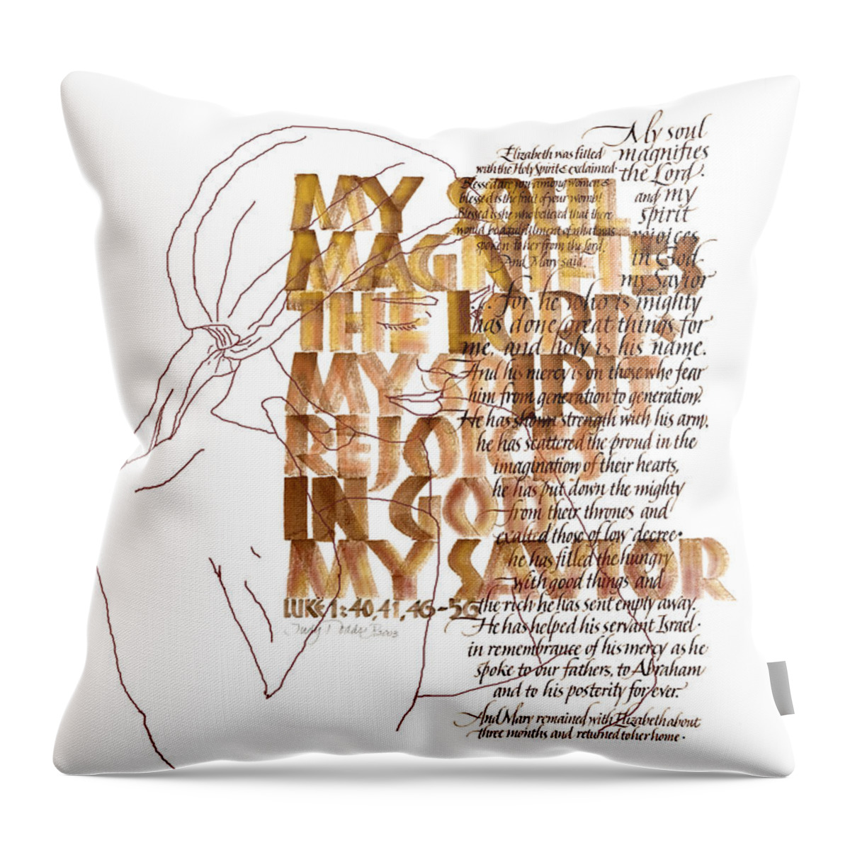 Christian Throw Pillow featuring the painting Magnificat by Judy Dodds
