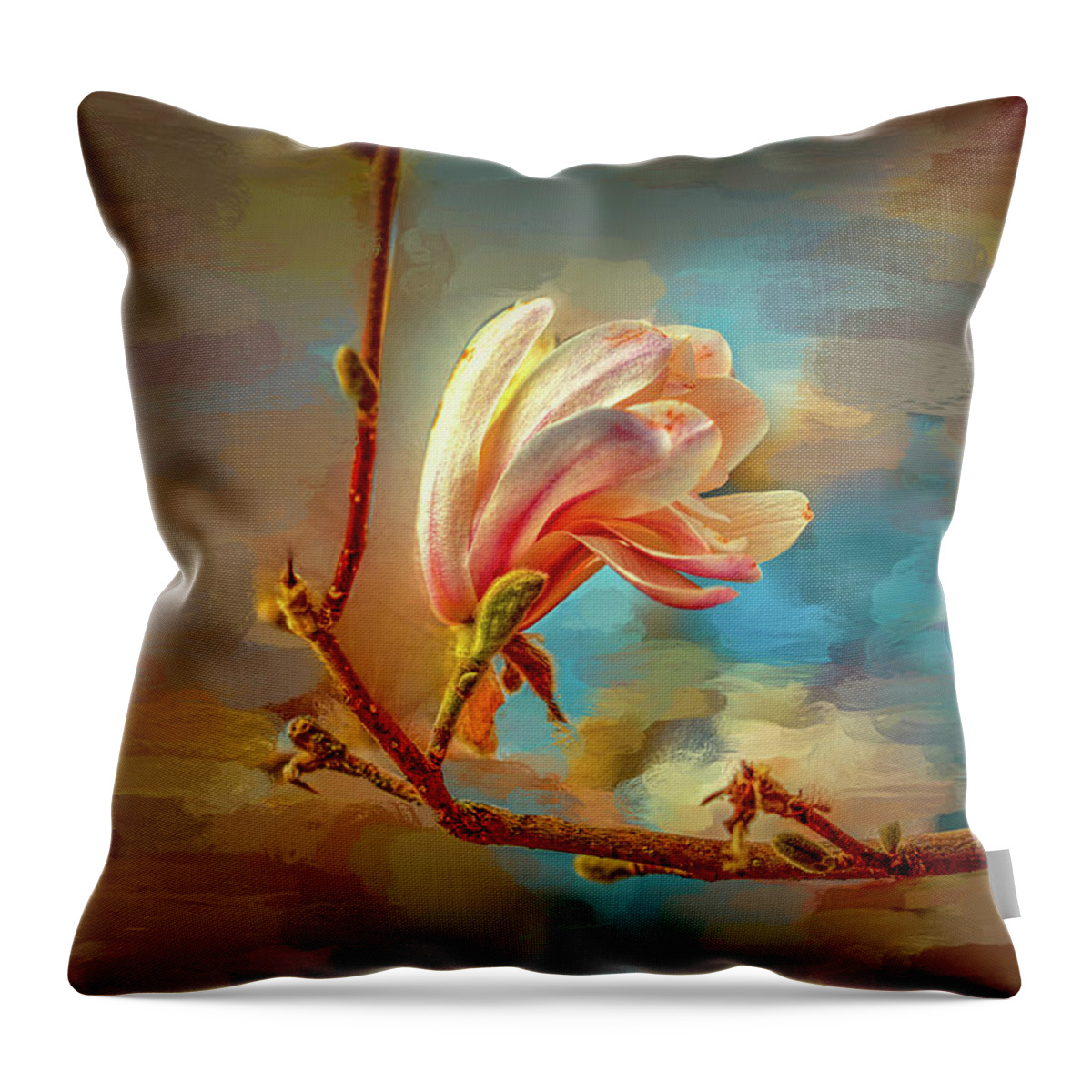Magnolia Throw Pillow featuring the digital art Magnolia abs #h4 by Leif Sohlman