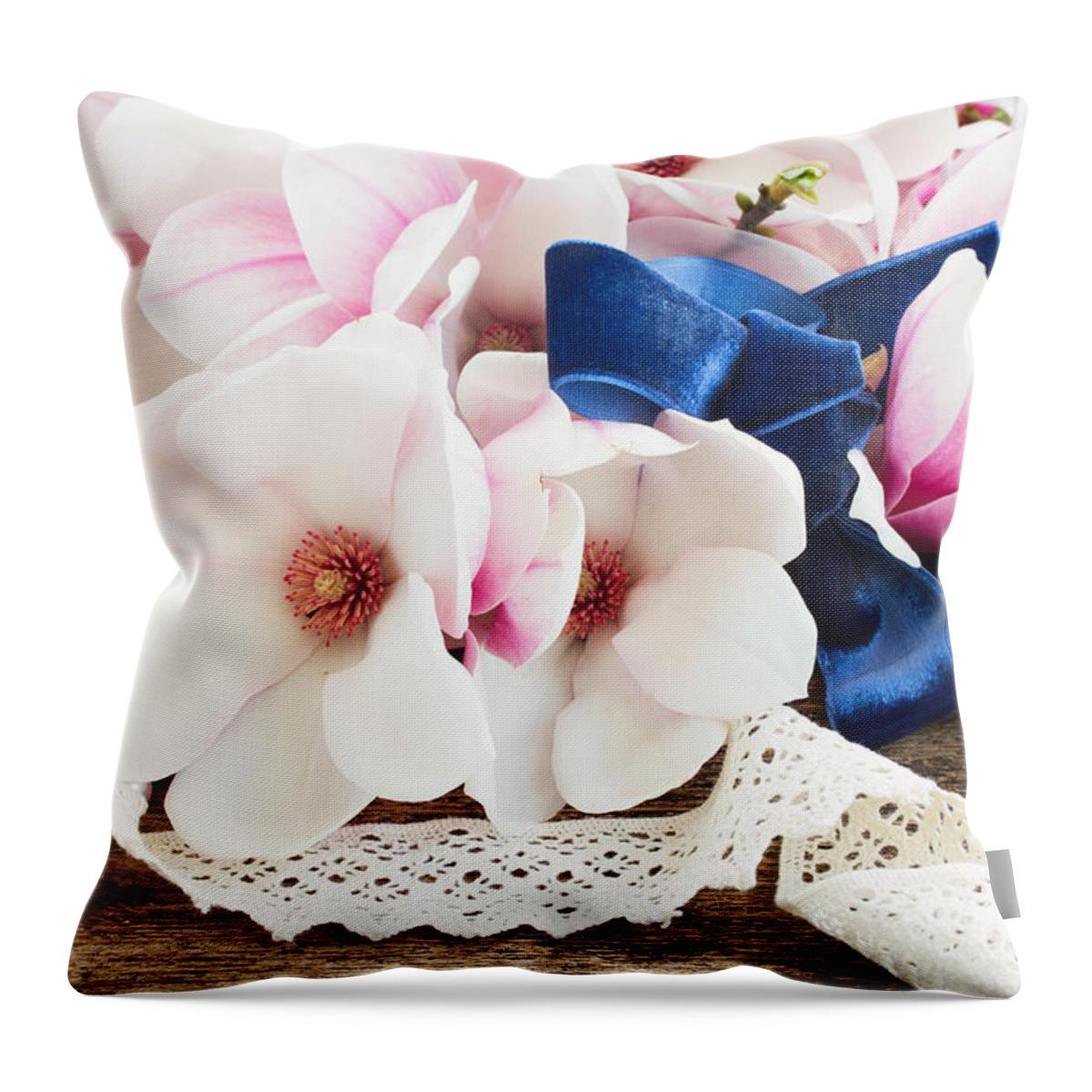 Wedding Throw Pillow featuring the photograph Magnolia Flowers by Anastasy Yarmolovich