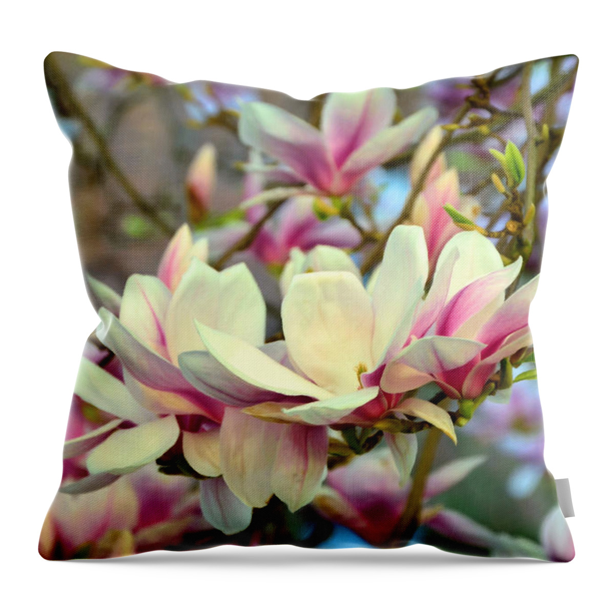 Magnolia Spring Throw Pillow featuring the photograph Magnolia Spring by Georgiana Romanovna