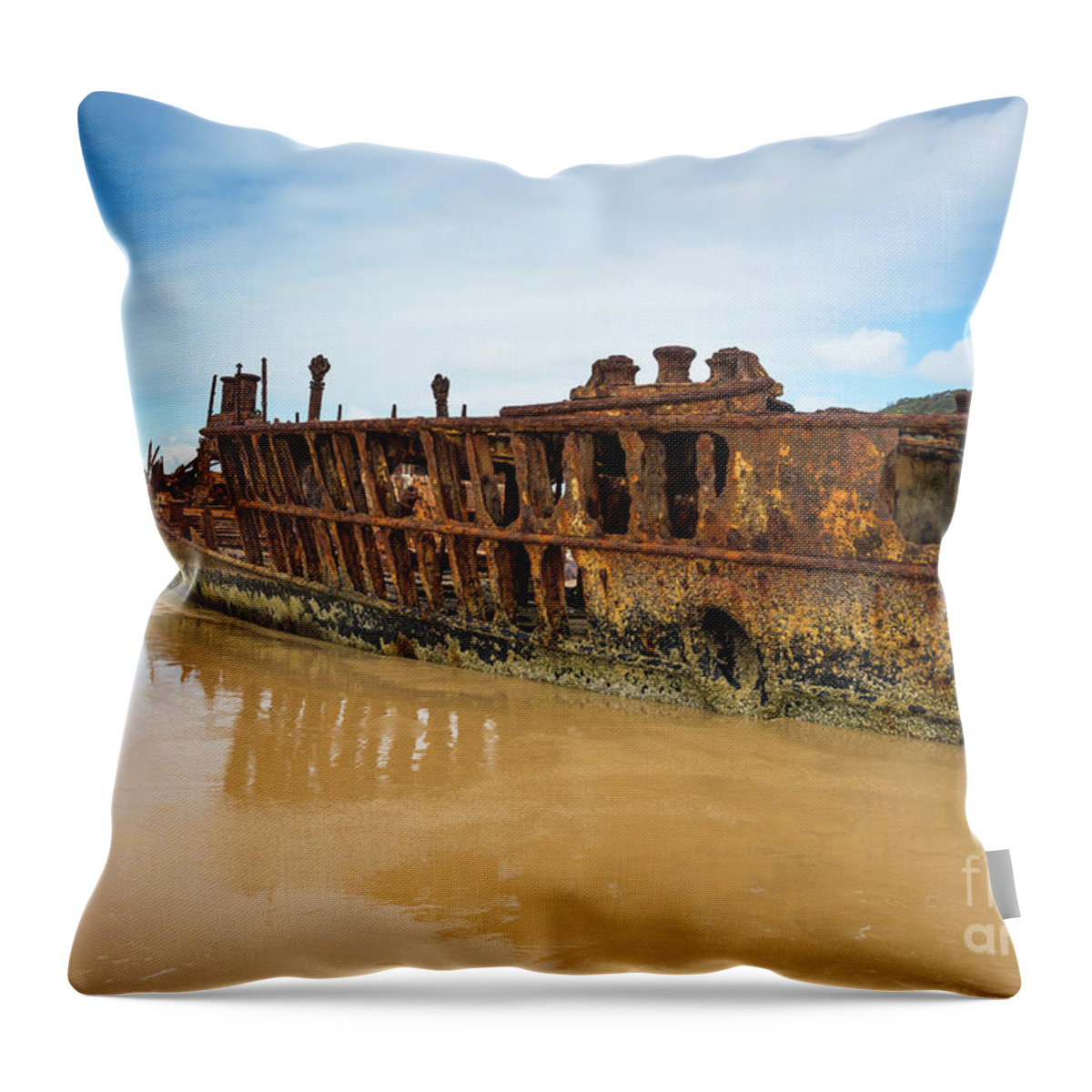 2017 Throw Pillow featuring the photograph Maheno Shipwreck by Andrew Michael