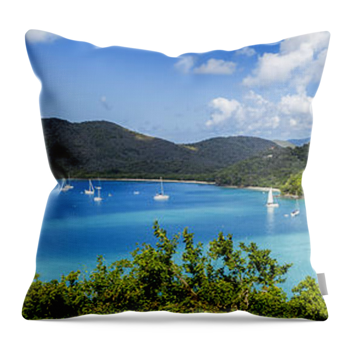 3scape Throw Pillow featuring the photograph Maho and Francis Bays on St. John, USVI by Adam Romanowicz