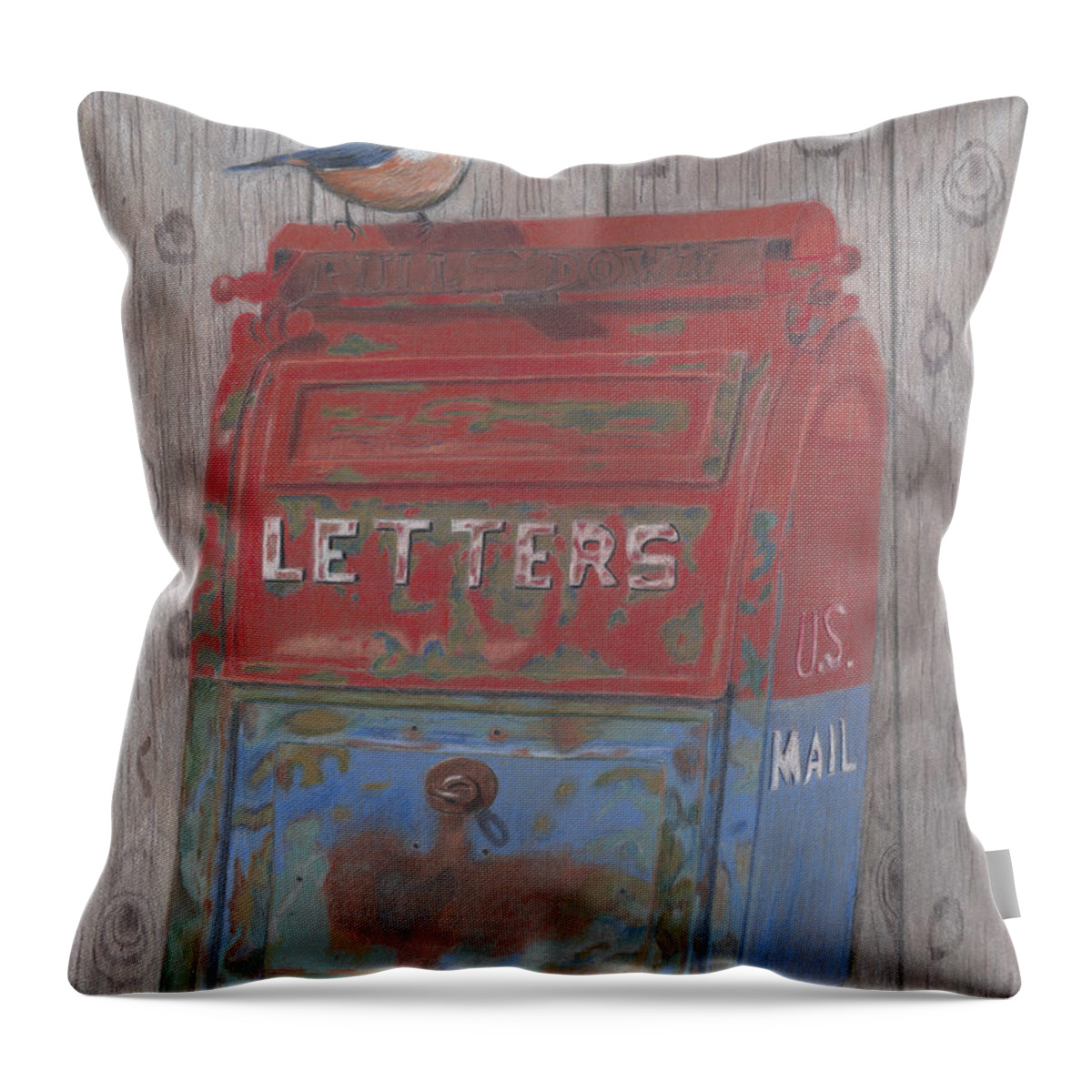 Mailbox Throw Pillow featuring the painting Mail Call by Arlene Crafton