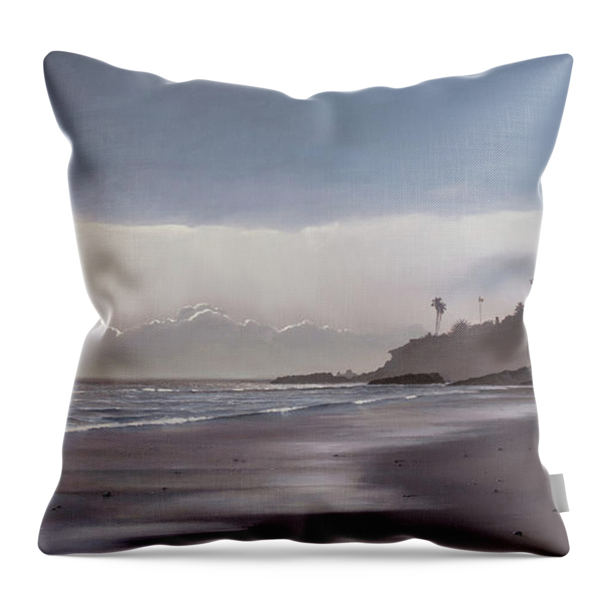 Laguna Beach Throw Pillow featuring the painting Main Beach Reflections by Cliff Wassmann