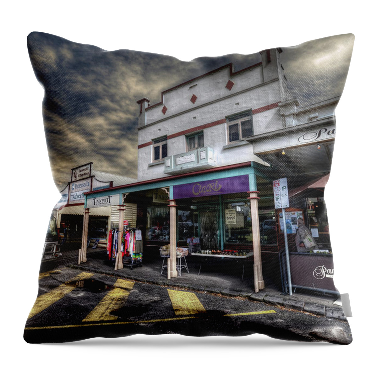 Queenscliff Throw Pillow featuring the photograph Main Street Jive by Wayne Sherriff