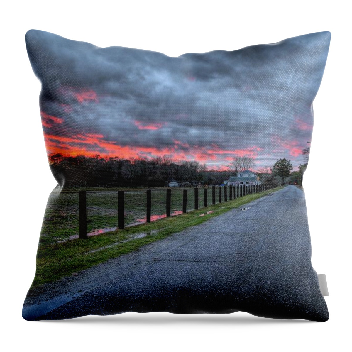 Clouds Throw Pillow featuring the photograph Main Sunset by John Loreaux