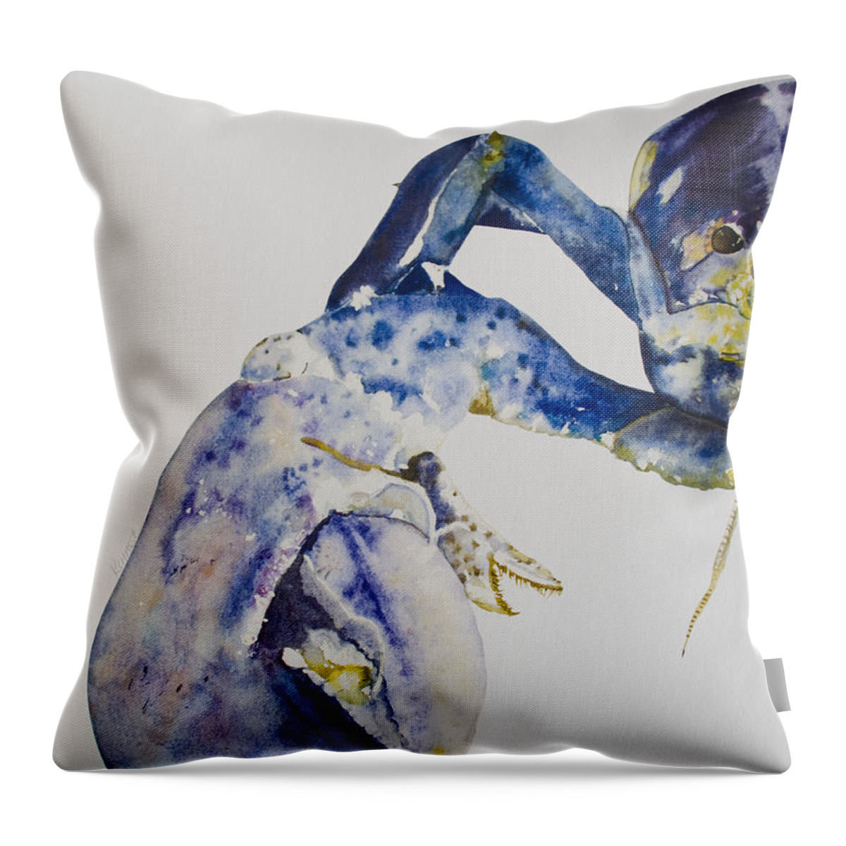 Lobster Throw Pillow featuring the painting Maine Blue Lobster by Kellie Chasse