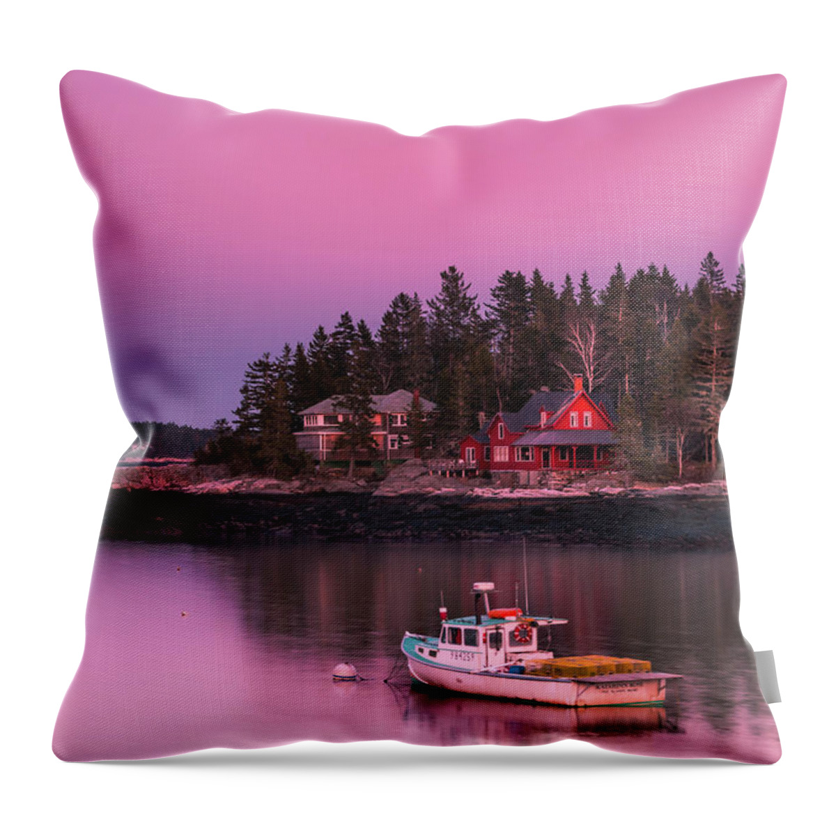 Maine Throw Pillow featuring the photograph Maine Five Islands Coastal Sunset by Ranjay Mitra