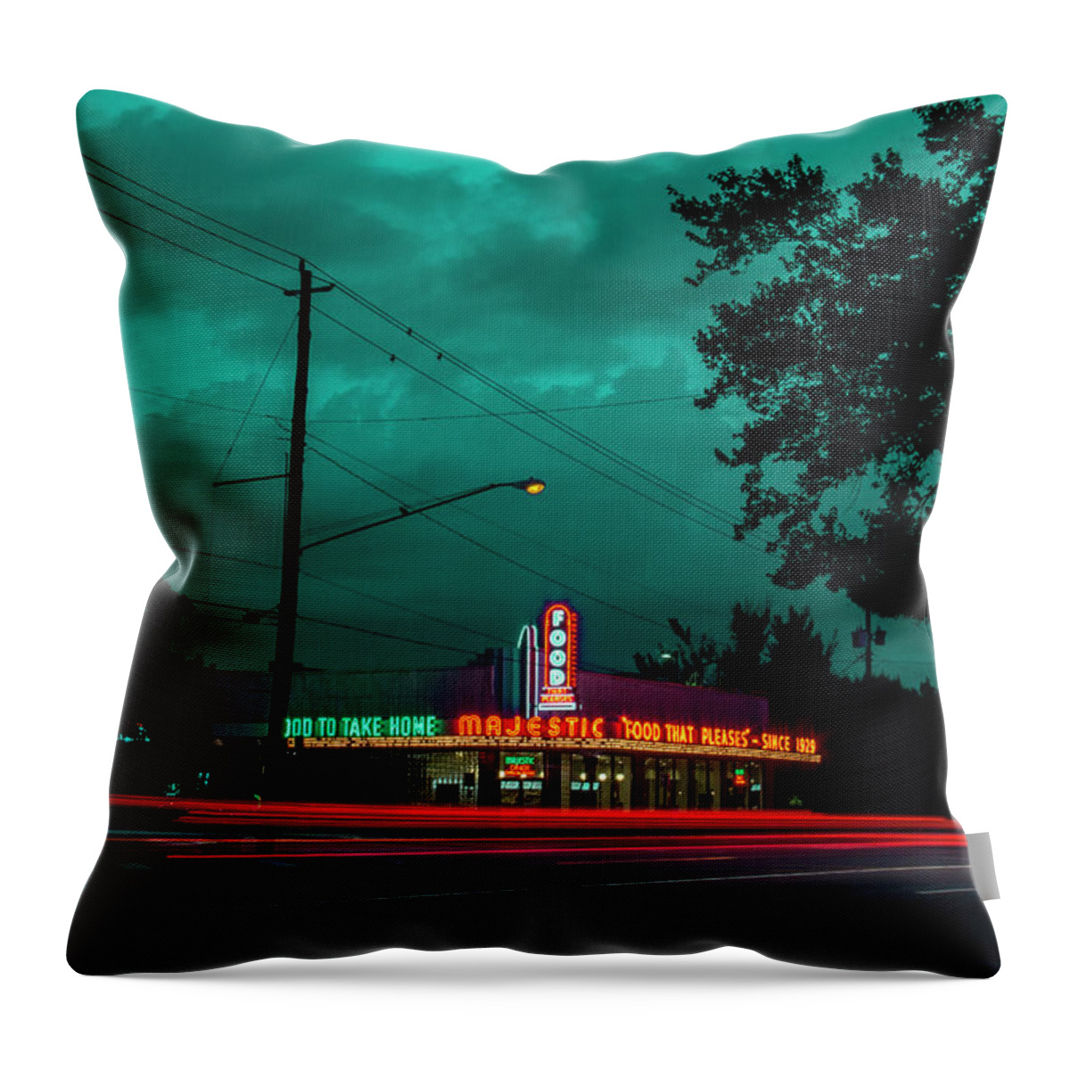 Atlanta Throw Pillow featuring the photograph Majestic Cafe by Kenny Thomas
