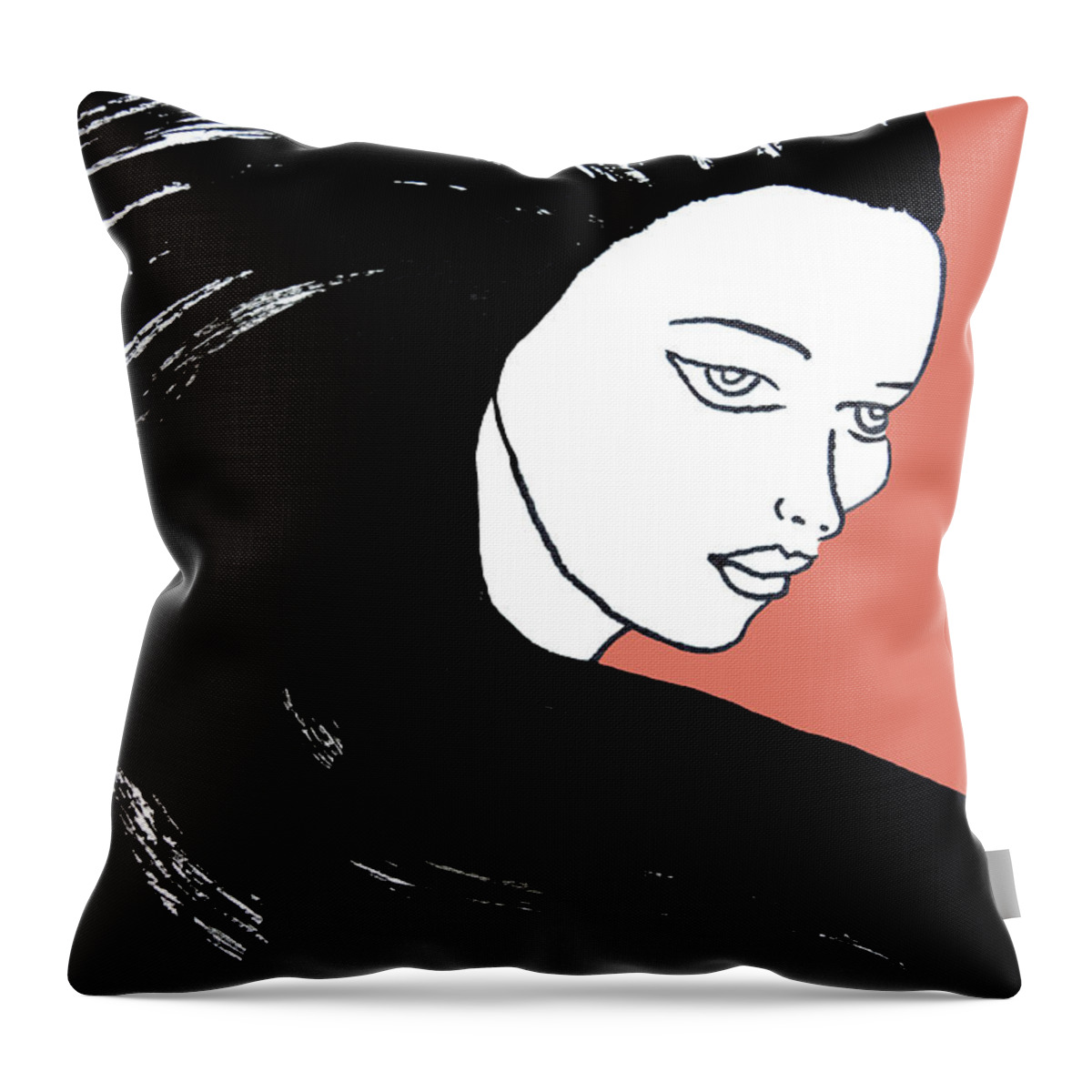 Masartstudio Throw Pillow featuring the painting Majestic Lady J0715D Calypso Coral 17-1744 ee5c6c de7766 by Mas Art Studio