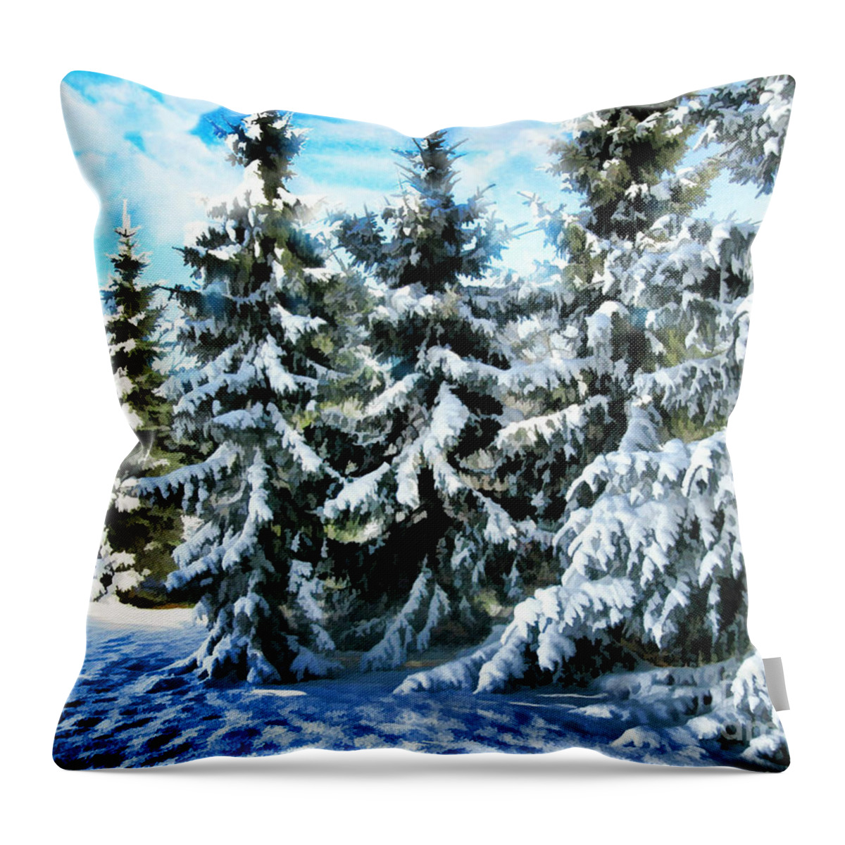 New England Throw Pillow featuring the photograph Majestic Winter In New England by Judy Palkimas
