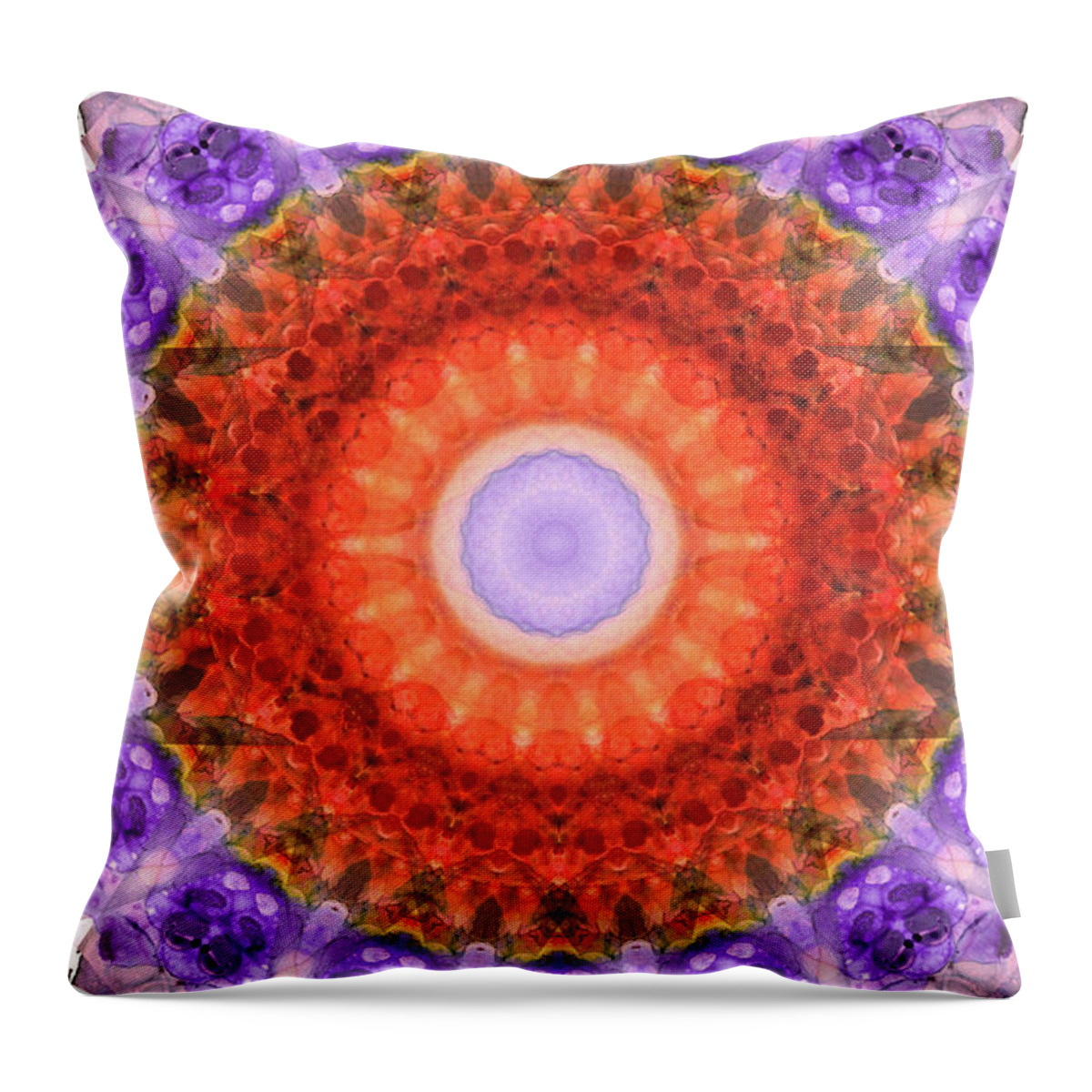 Mandala Throw Pillow featuring the painting Majesty Mandala Art by Sharon Cummings by Sharon Cummings