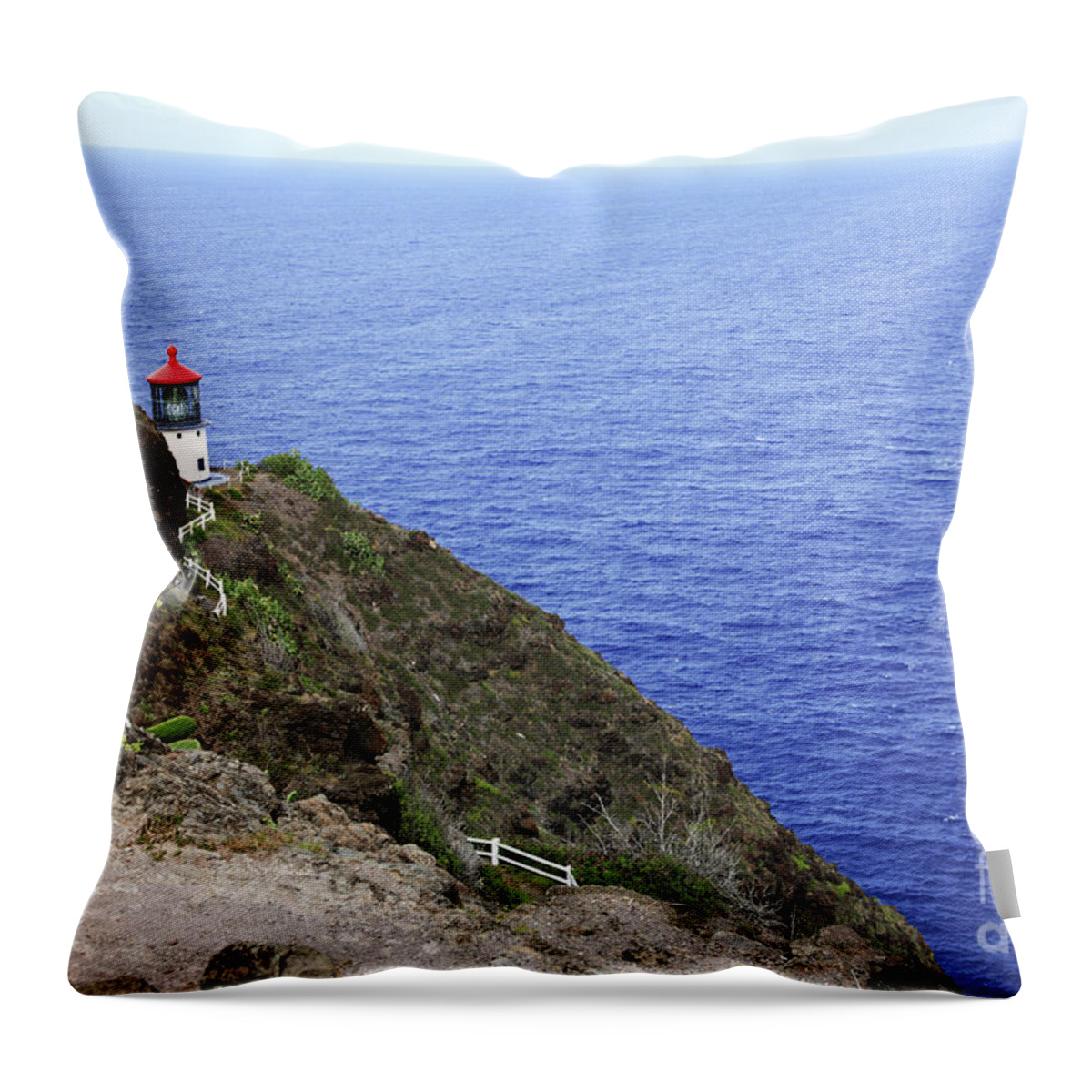 Activity Throw Pillow featuring the photograph Makapuu Lighthouse by Brandon Tabiolo - Printscapes